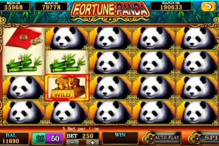 Fortune Panda slot with a grid of pandas